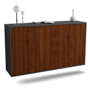 Sideboard Chattanooga | hängend | Korpus Anthrazit | Front in Walnuss Holz Optik | 136x79x35cm (BxHxT)