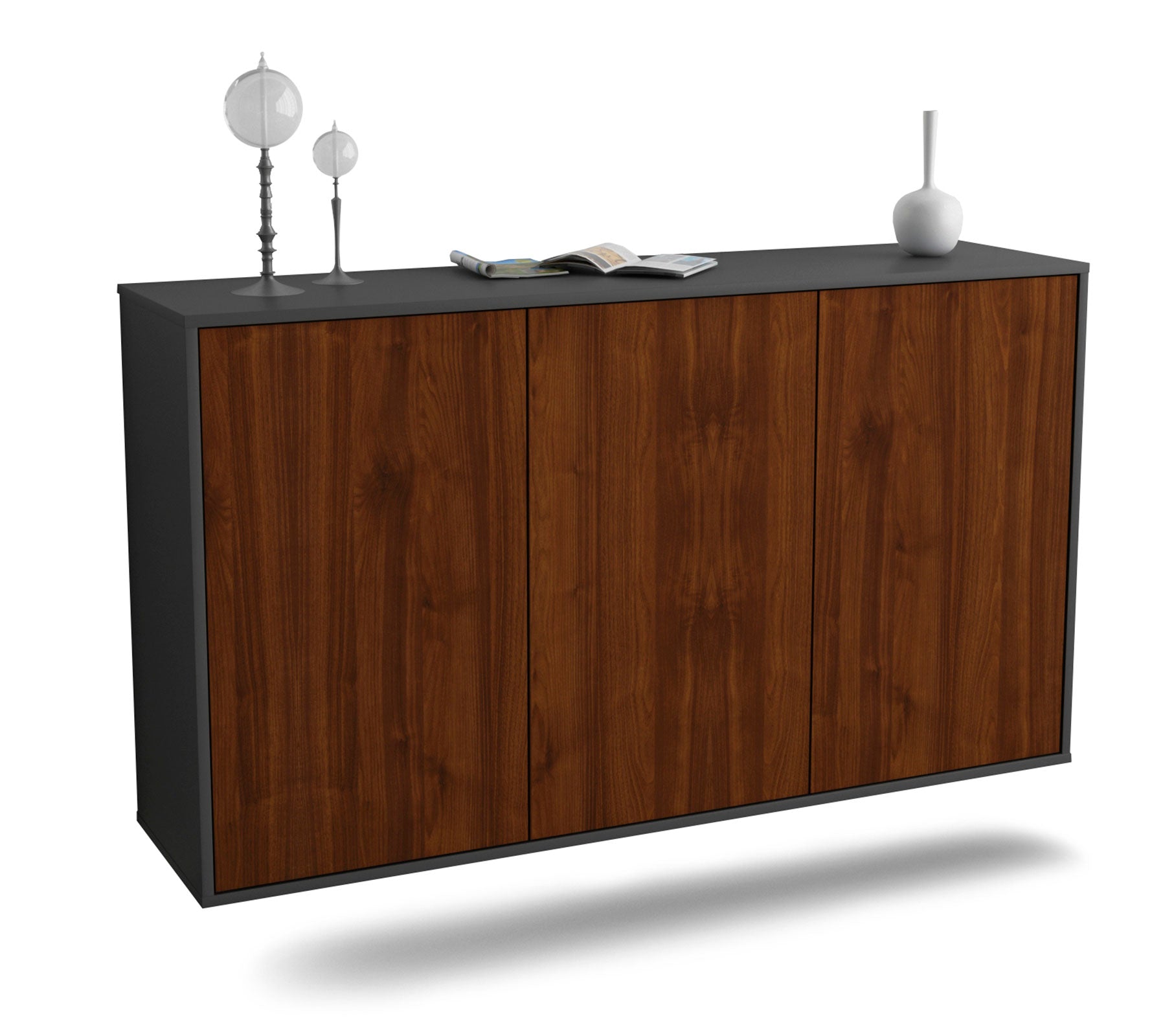 Sideboard Chattanooga | hängend | Korpus Anthrazit | Front in Walnuss Holz Optik | 136x79x35cm (BxHxT) 1 Sideboard Chattanooga | hängend | Korpus Anthrazit | Front in Walnuss Holz Optik | 136x79x35cm (BxHxT)