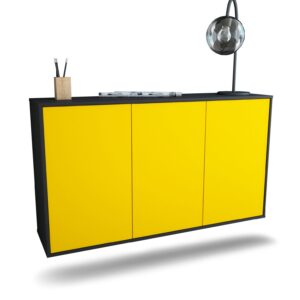 Sideboard Chattanooga | hängend | Korpus Anthrazit | Front in Gelb | 136x79x35cm (BxHxT)