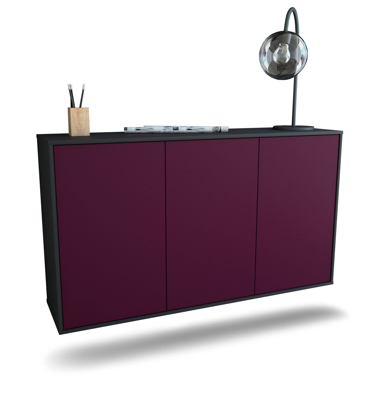 Sideboard Chattanooga | hängend | Korpus Anthrazit | Front in Lila | 136x79x35cm (BxHxT) 1 Sideboard Chattanooga | hängend | Korpus Anthrazit | Front in Lila | 136x79x35cm (BxHxT)