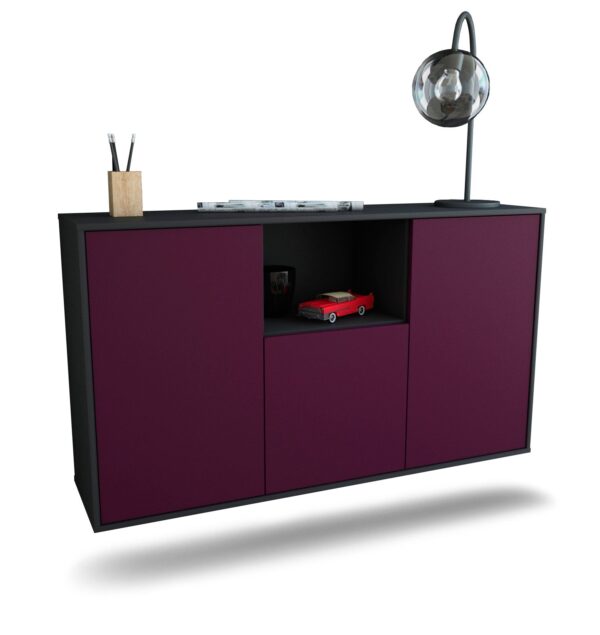 Sideboard Overland Park | hängend | Korpus Anthrazit | Front in Lila | 136x79x35cm (BxHxT)