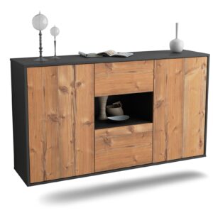 Sideboard Tallahassee | hängend | Korpus Anthrazit | Front in Pinie Holz Optik | 136x79x35cm (BxHxT)