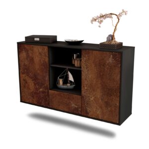 Sideboard Oceanside | hängend | Korpus Anthrazit | Front in Rost Optik | 136x79x35cm (BxHxT)