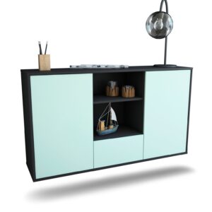 Sideboard Oceanside | hängend | Korpus Anthrazit | Front in Mint | 136x79x35cm (BxHxT)