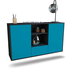 Sideboard Oceanside | hängend | Korpus Anthrazit | Front in Türkis | 136x79x35cm (BxHxT)