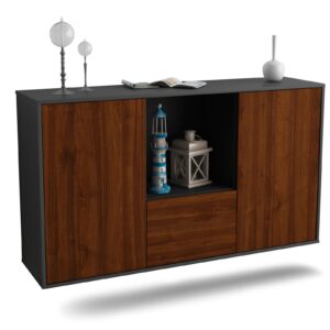Sideboard Garden Grove | hängend | Korpus Anthrazit | Front in Walnuss Holz Optik | 136x79x35cm (BxHxT)