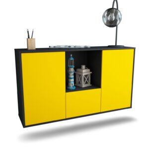 Sideboard Garden Grove | hängend | Korpus Anthrazit | Front in Gelb | 136x79x35cm (BxHxT)