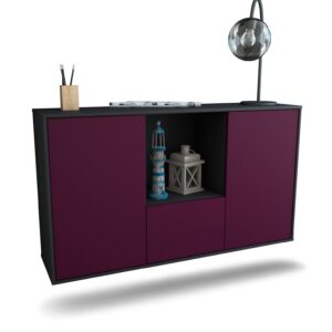 Sideboard Garden Grove | hängend | Korpus Anthrazit | Front in Lila | 136x79x35cm (BxHxT)