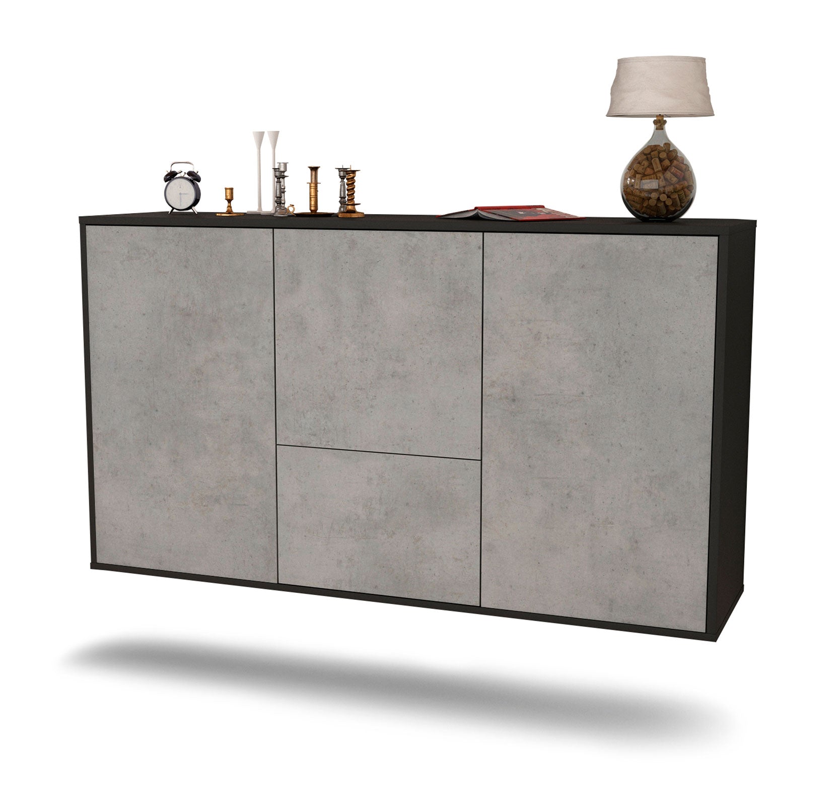 Sideboard Vancouver | hängend | Korpus Anthrazit | Front in Beton Optik | 136x79x35cm (BxHxT) 1 Sideboard Vancouver | hängend | Korpus Anthrazit | Front in Beton Optik | 136x79x35cm (BxHxT)