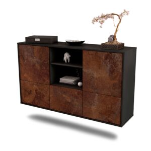 Sideboard Grand Prairie | hängend | Korpus Anthrazit | Front in Rost Optik | 136x79x35cm (BxHxT)