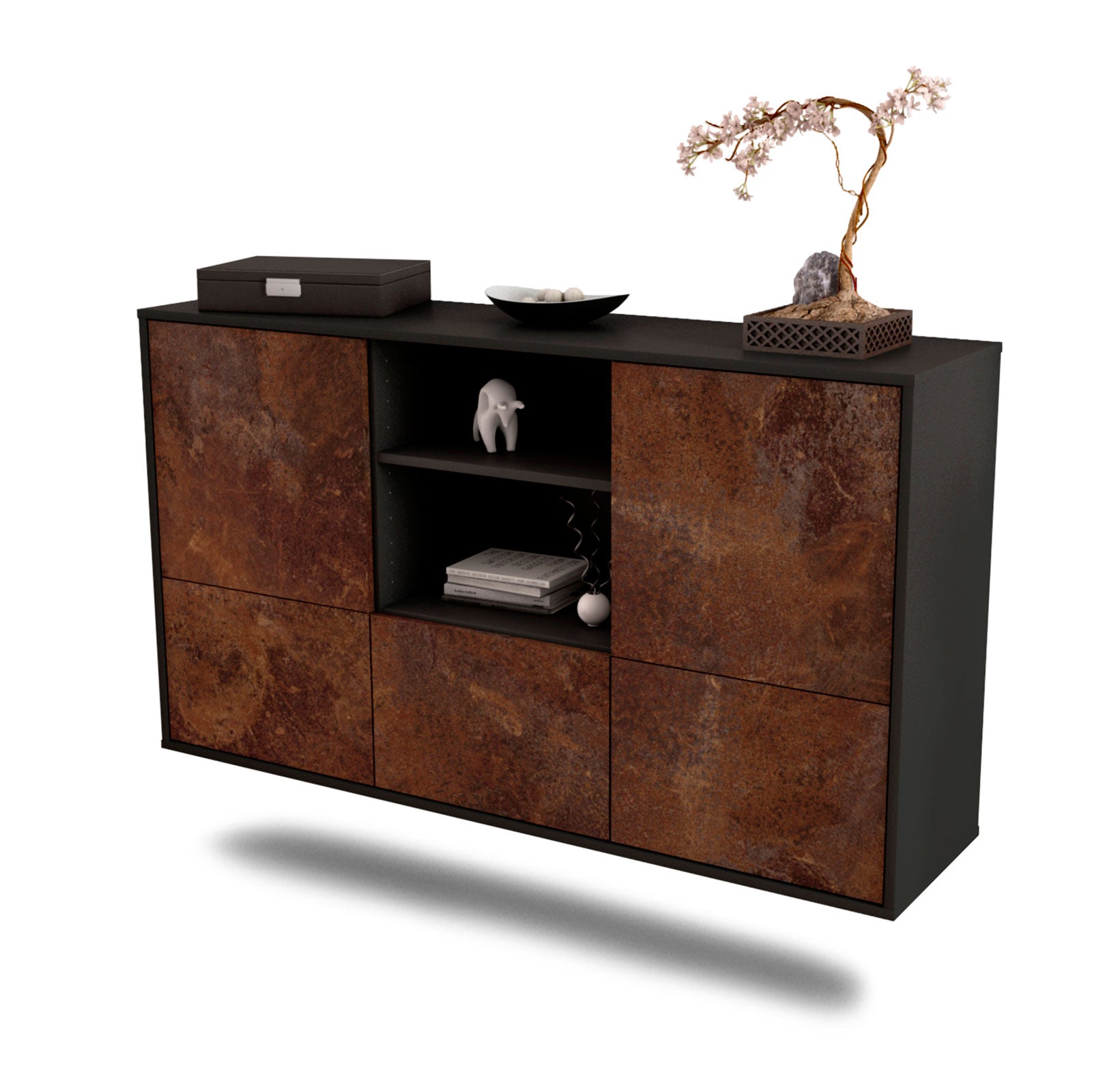 Sideboard Grand Prairie | hängend | Korpus Anthrazit | Front in Rost Optik | 136x79x35cm (BxHxT) 1 Sideboard Grand Prairie | hängend | Korpus Anthrazit | Front in Rost Optik | 136x79x35cm (BxHxT)