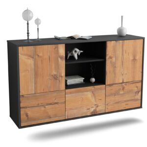 Sideboard Grand Prairie | hängend | Korpus Anthrazit | Front in Pinie Holz Optik | 136x79x35cm (BxHxT)