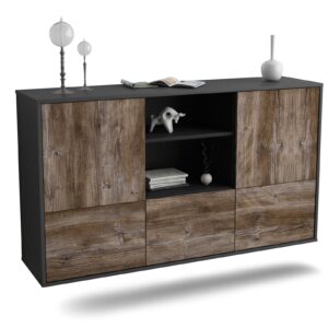Sideboard Grand Prairie | hängend | Korpus Anthrazit | Front in Treibholz Holz Optik | 136x79x35cm (BxHxT)