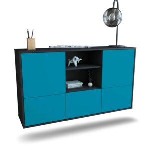 Sideboard Grand Prairie | hängend | Korpus Anthrazit | Front in Türkis | 136x79x35cm (BxHxT)