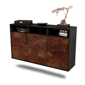 Sideboard Cape Coral | hängend | Korpus Anthrazit | Front in Rost Optik | 136x79x35cm (BxHxT)