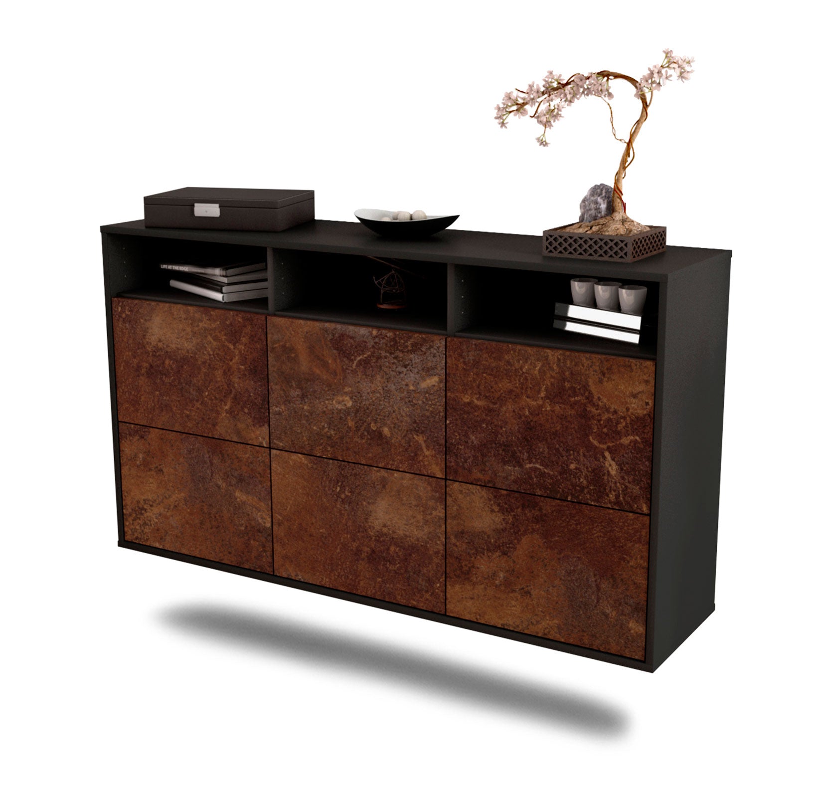 Sideboard Cape Coral | hängend | Korpus Anthrazit | Front in Rost Optik | 136x79x35cm (BxHxT) 1 Sideboard Cape Coral | hängend | Korpus Anthrazit | Front in Rost Optik | 136x79x35cm (BxHxT)
