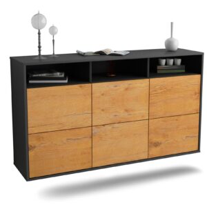 Sideboard Cape Coral | hängend | Korpus Anthrazit | Front in Eiche Holz Optik | 136x79x35cm (BxHxT)