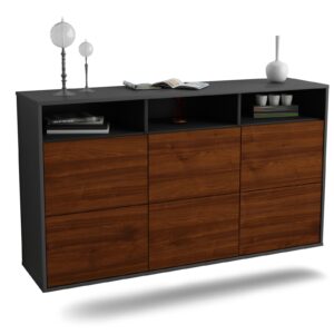 Sideboard Cape Coral | hängend | Korpus Anthrazit | Front in Walnuss Holz Optik | 136x79x35cm (BxHxT)