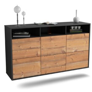 Sideboard Cape Coral | hängend | Korpus Anthrazit | Front in Pinie Holz Optik | 136x79x35cm (BxHxT)