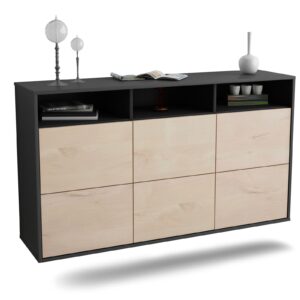 Sideboard Cape Coral | hängend | Korpus Anthrazit | Front in Zeder Holz Optik | 136x79x35cm (BxHxT)