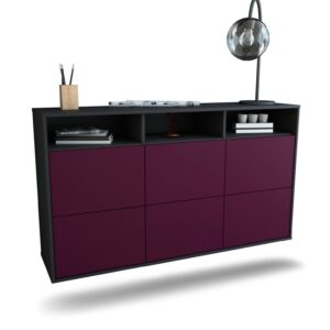 Sideboard Cape Coral | hängend | Korpus Anthrazit | Front in Lila | 136x79x35cm (BxHxT)