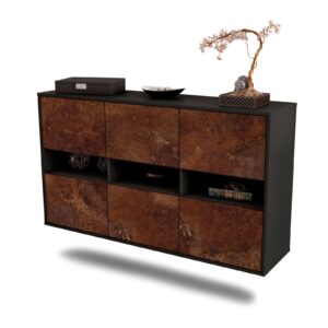 Sideboard Rockford | hängend | Korpus Anthrazit | Front in Rost Optik | 136x79x35cm (BxHxT)