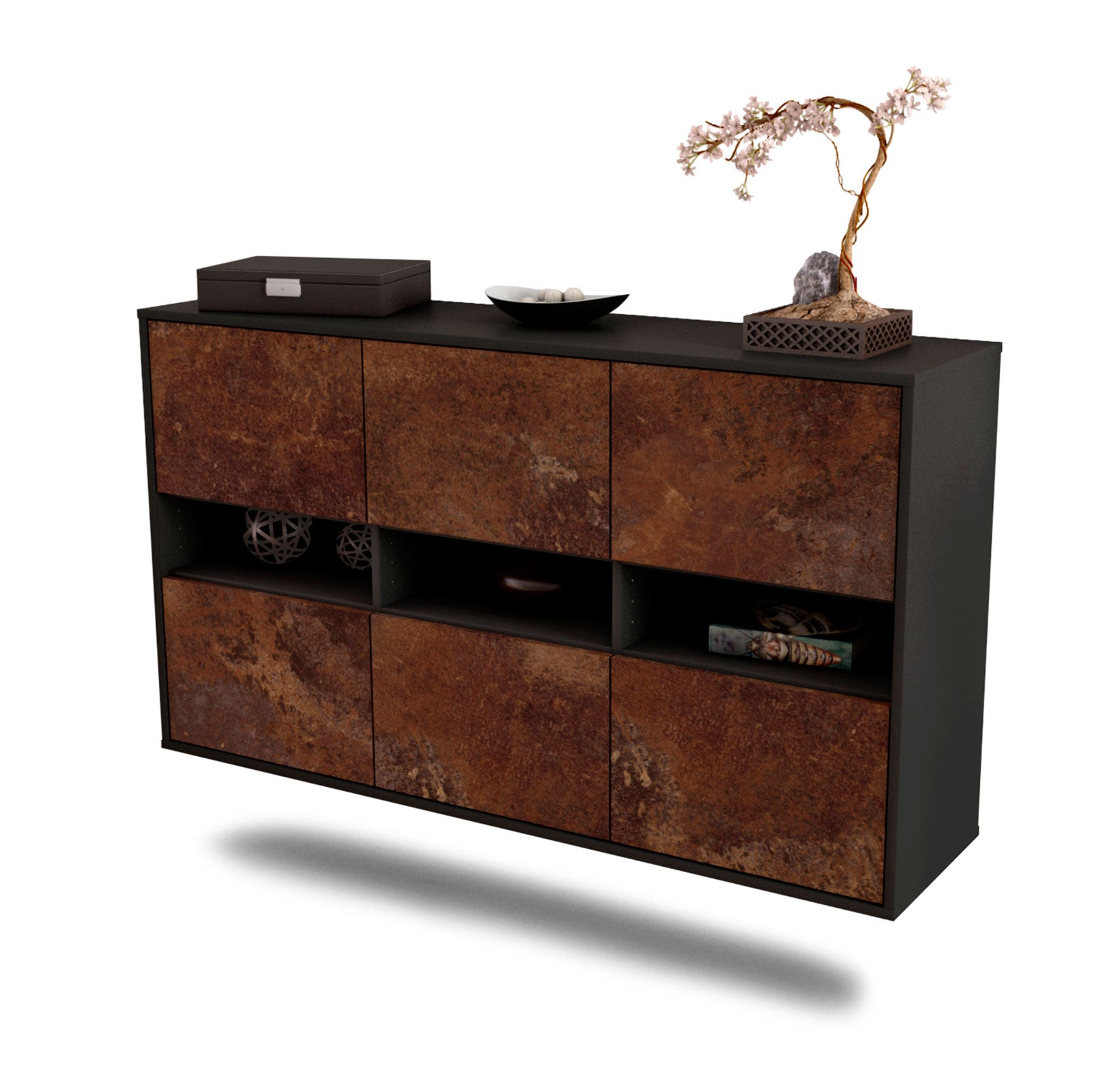Sideboard Rockford | hängend | Korpus Anthrazit | Front in Rost Optik | 136x79x35cm (BxHxT) 1 Sideboard Rockford | hängend | Korpus Anthrazit | Front in Rost Optik | 136x79x35cm (BxHxT)