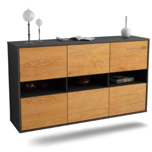 Sideboard Rockford | hängend | Korpus Anthrazit | Front in Eiche Holz Optik | 136x79x35cm (BxHxT)