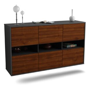 Sideboard Rockford | hängend | Korpus Anthrazit | Front in Walnuss Holz Optik | 136x79x35cm (BxHxT)