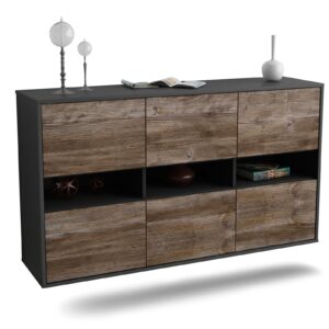 Sideboard Rockford | hängend | Korpus Anthrazit | Front in Treibholz Holz Optik | 136x79x35cm (BxHxT)