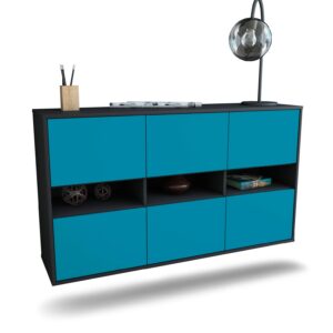 Sideboard Rockford | hängend | Korpus Anthrazit | Front in Türkis | 136x79x35cm (BxHxT)