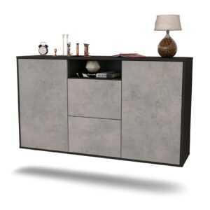 Sideboard Dayton | hängend | Korpus Anthrazit | Front in Beton Optik | 136x79x35cm (BxHxT)