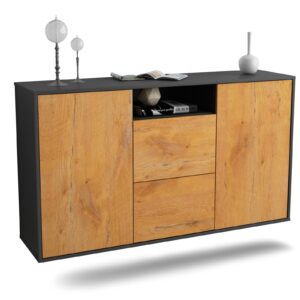 Sideboard Dayton | hängend | Korpus Anthrazit | Front in Eiche Holz Optik | 136x79x35cm (BxHxT)