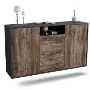 Sideboard Dayton | hängend | Korpus Anthrazit | Front in Treibholz Holz Optik | 136x79x35cm (BxHxT)