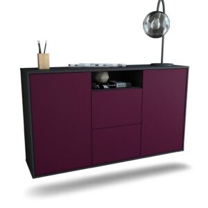 Sideboard Dayton | hängend | Korpus Anthrazit | Front in Lila | 136x79x35cm (BxHxT)