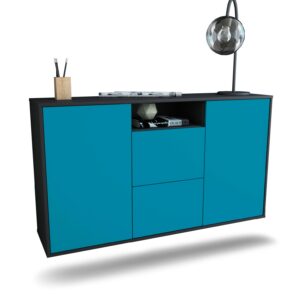 Sideboard Dayton | hängend | Korpus Anthrazit | Front in Türkis | 136x79x35cm (BxHxT)
