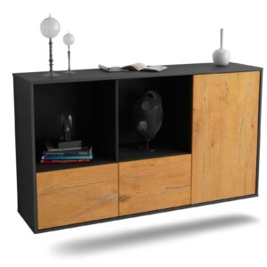 Sideboard Springfield | hängend | Korpus Anthrazit | Front in Eiche Holz Optik | 136x79x35cm (BxHxT)