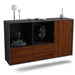 Sideboard Springfield | hängend | Korpus Anthrazit | Front in Walnuss Holz Optik | 136x79x35cm (BxHxT)