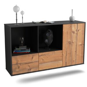 Sideboard Springfield | hängend | Korpus Anthrazit | Front in Pinie Holz Optik | 136x79x35cm (BxHxT)