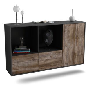Sideboard Springfield | hängend | Korpus Anthrazit | Front in Treibholz Holz Optik | 136x79x35cm (BxHxT)