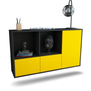 Sideboard Springfield | hängend | Korpus Anthrazit | Front in Gelb | 136x79x35cm (BxHxT)