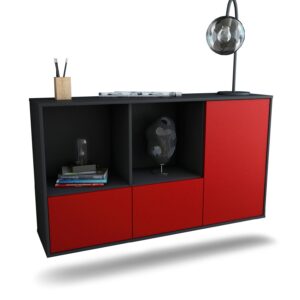 Sideboard Springfield | hängend | Korpus Anthrazit | Front in Bordeaux | 136x79x35cm (BxHxT)