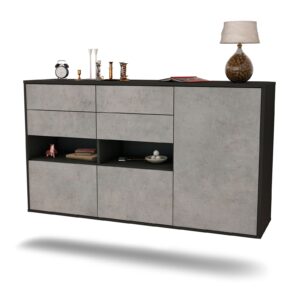 Sideboard Santa Rosa | hängend | Korpus Anthrazit | Front in Beton Optik | 136x79x35cm (BxHxT)