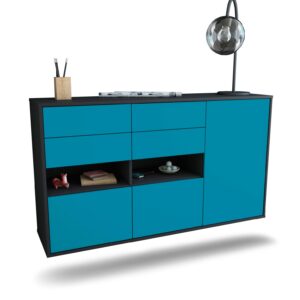 Sideboard Santa Rosa | hängend | Korpus Anthrazit | Front in Türkis | 136x79x35cm (BxHxT)