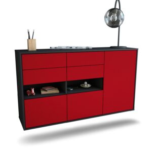 Sideboard Santa Rosa | hängend | Korpus Anthrazit | Front in Bordeaux | 136x79x35cm (BxHxT)