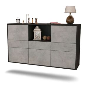 Sideboard Pomona | hängend | Korpus Anthrazit | Front in Beton Optik | 136x79x35cm (BxHxT)