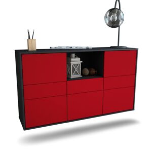 Sideboard Pomona | hängend | Korpus Anthrazit | Front in Bordeaux | 136x79x35cm (BxHxT)