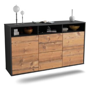 Sideboard Salem | hängend | Korpus Anthrazit | Front in Pinie Holz Optik | 136x79x35cm (BxHxT)