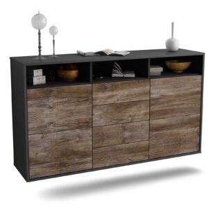 Sideboard Salem | hängend | Korpus Anthrazit | Front in Treibholz Holz Optik | 136x79x35cm (BxHxT)
