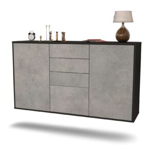 Sideboard Sioux Falls | hängend | Korpus Anthrazit | Front in Beton Optik | 136x79x35cm (BxHxT)